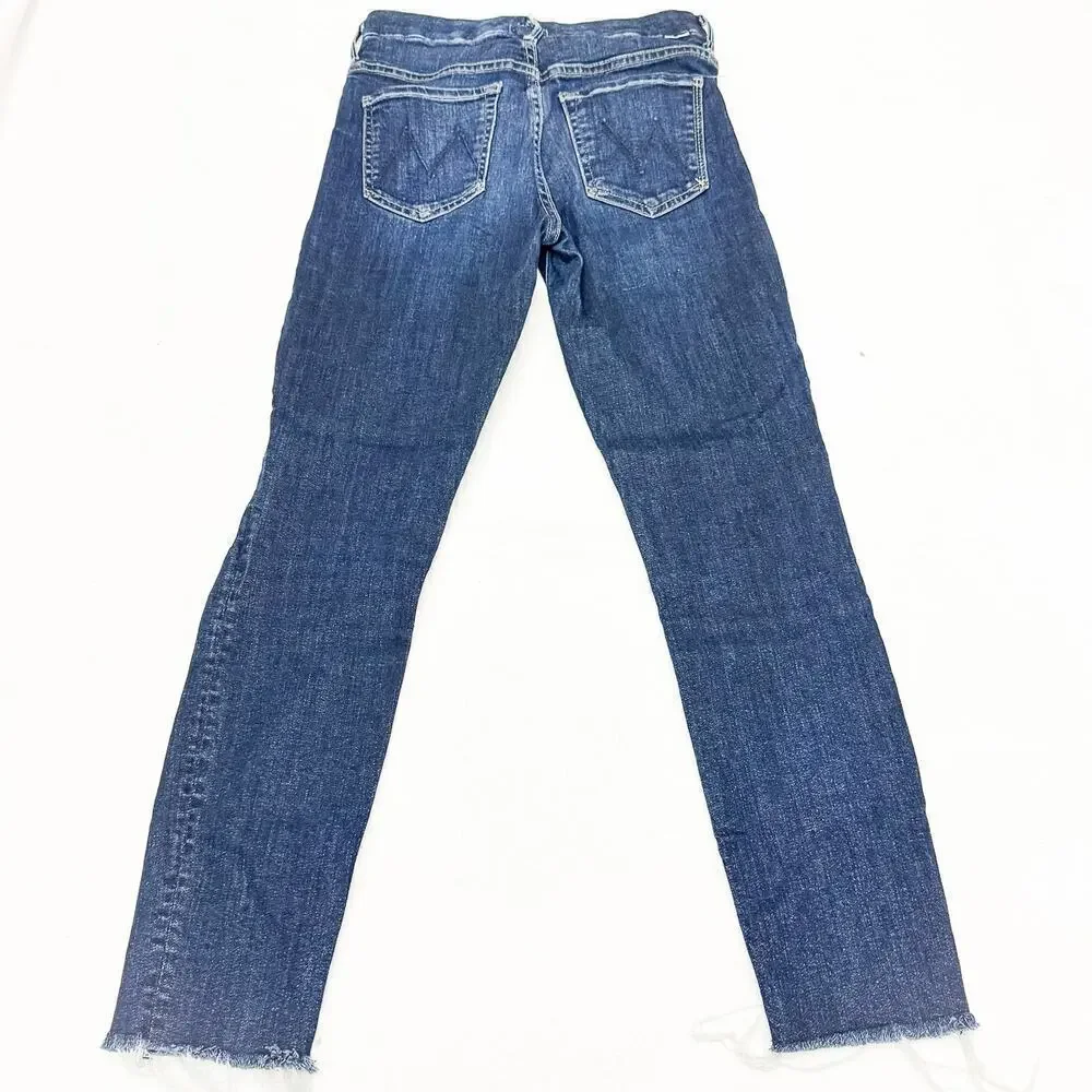 Mother High Waisted Looker Ankle Fray Cat Attack Dark Wash Denim Jeans Size 27